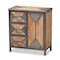 Baxton Studio Laurel Rustic Antique Grey Metal and Whitewashed Oak Brown Wood 3-Drawer Accent Storage Cabinet 182-11737-Zoro - alternate 1